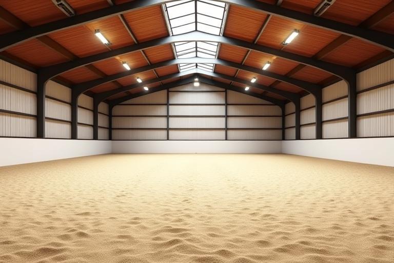 Spacious indoor riding arena with excellent lighting